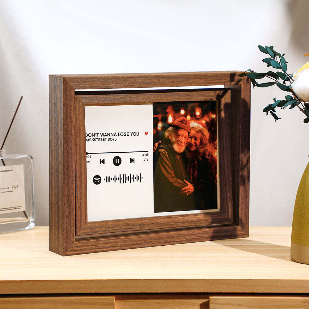 Scannable Spotify Code Photo Rotating Frame Personalised Spotify Floating Picture Decor Frame Gifts For Couples - soufeeluk