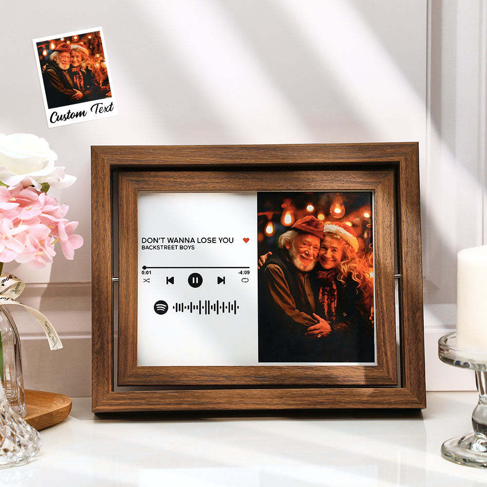 Scannable Spotify Code Photo Rotating Frame Personalised Spotify Floating Picture Decor Frame Gifts For Couples - soufeeluk