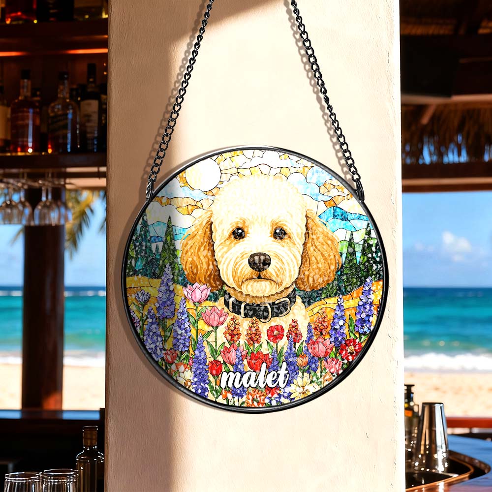 Dog Memorial Suncatcher Pet Memorial Gifts Pet Portrait Stained Glass Suncatcher Dog Portrait from Photo Sympathy Gifts - soufeeluk