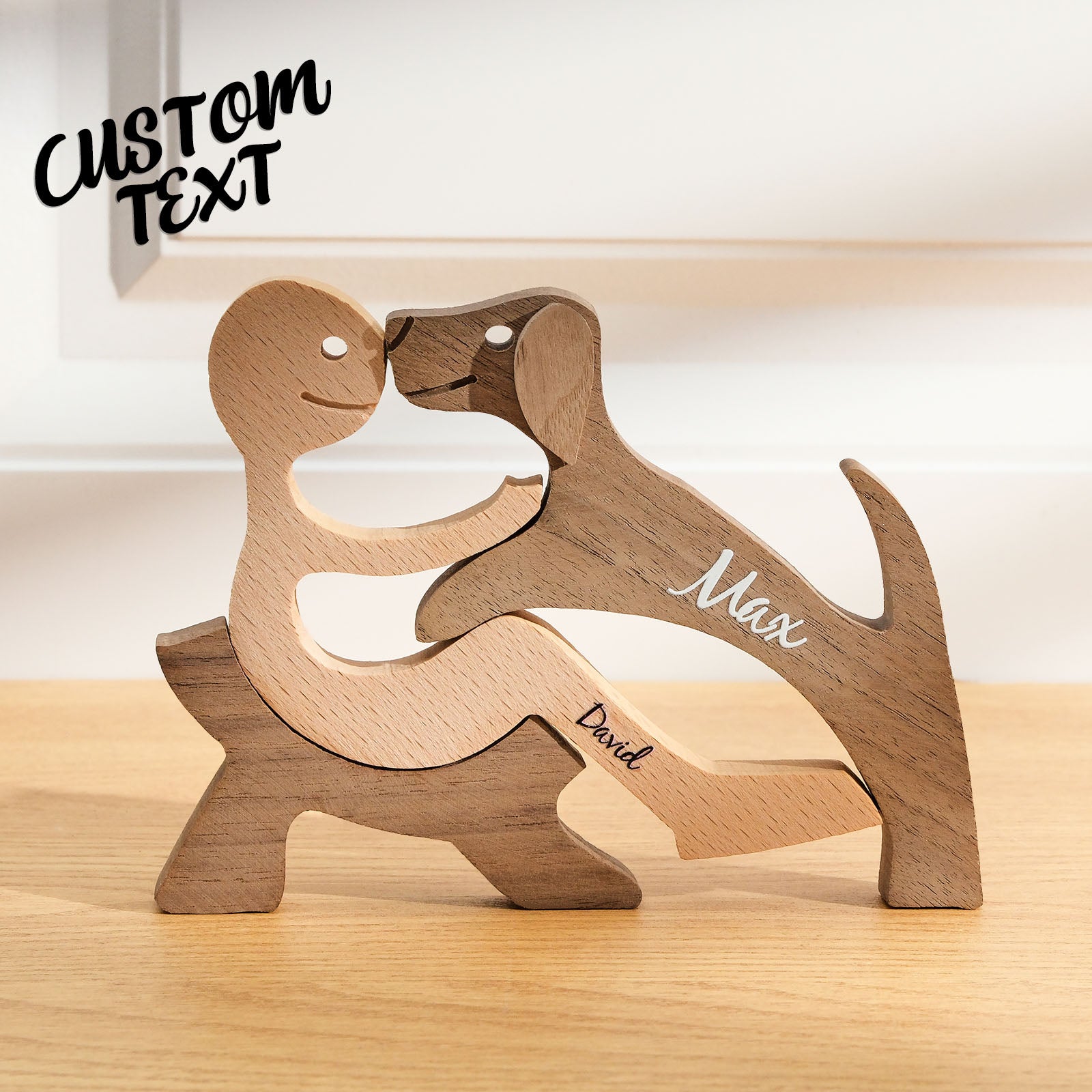 Custom Name Wooden Pet Carving Blocks Table Decor Gifts for Pet Lover - soufeeluk