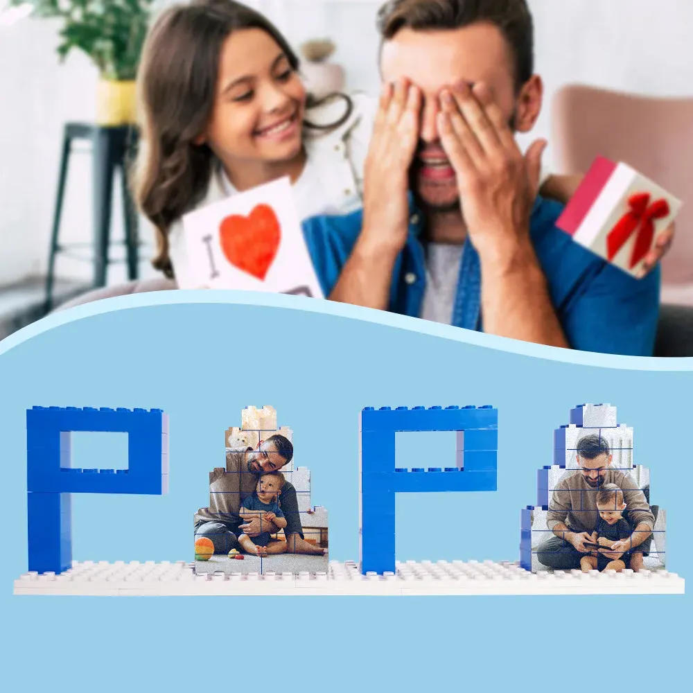 Personalised DAD and PAPA Photo Building Brick Puzzles Photo Block Father's Day Gifts - soufeeluk