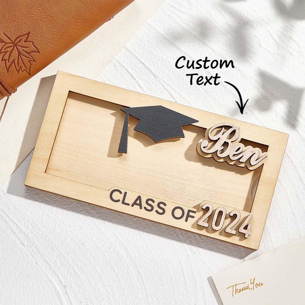Personalised Name Laser-Cut Graduation Wooden Cash Holder Money Gift for Class of 2024 College Graduates - soufeeluk