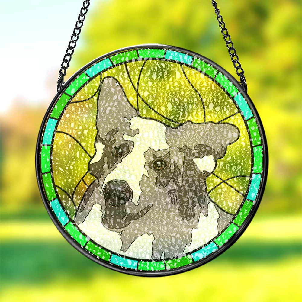 Personalised Pet Portrait Stained Glass Suncatcher Memorial Gift for Pet Lovers - soufeeluk
