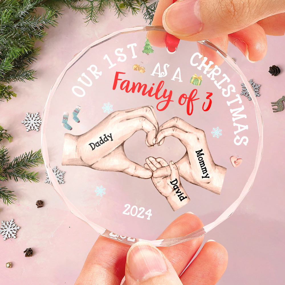 Personalized Baby's First Christmas As A Family Ornament with Name Glass Christmas Ornament - soufeeluk