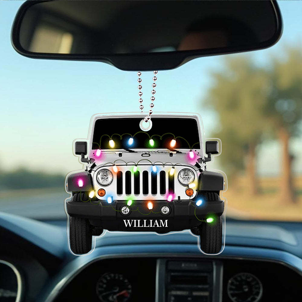 Personalised Car Ornament with Name Acrylic Christmas Ornament for Christmas Gift - soufeeluk