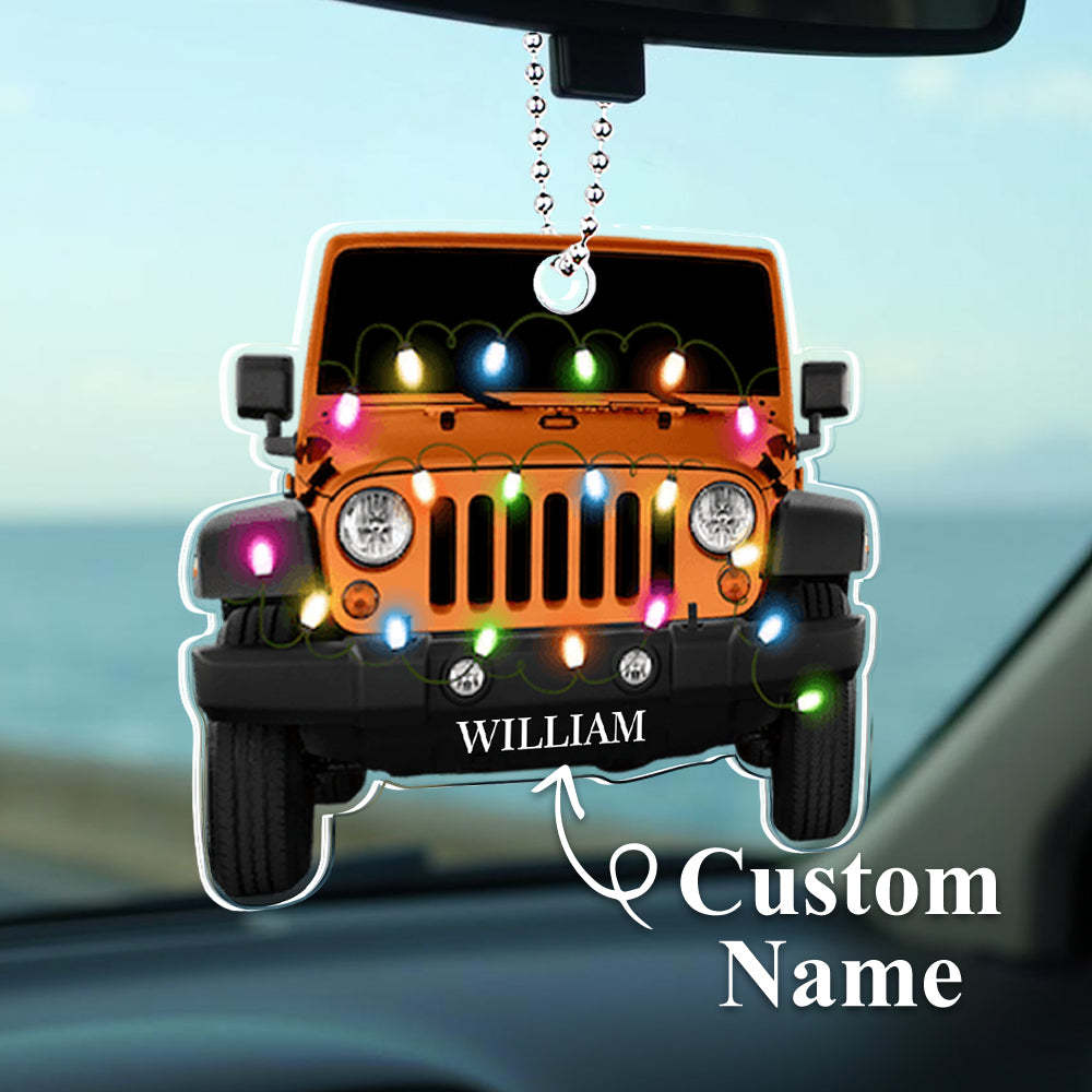 Personalised Car Ornament with Name Acrylic Christmas Ornament for Christmas Gift - soufeeluk