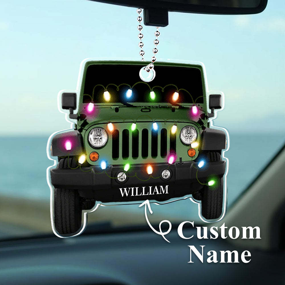 Personalised Car Ornament with Name Acrylic Christmas Ornament for Christmas Gift - soufeeluk