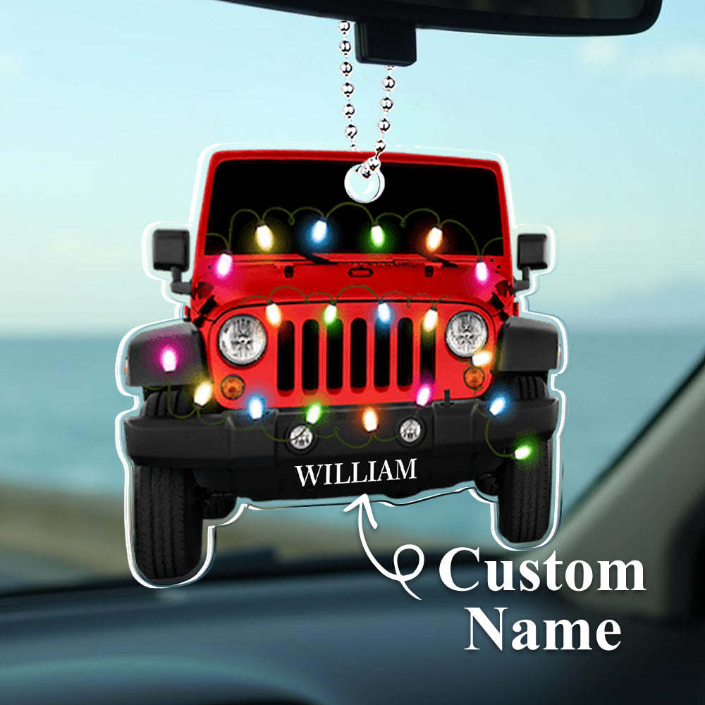 Personalised Car Ornament with Name Acrylic Christmas Ornament for Christmas Gift - soufeeluk
