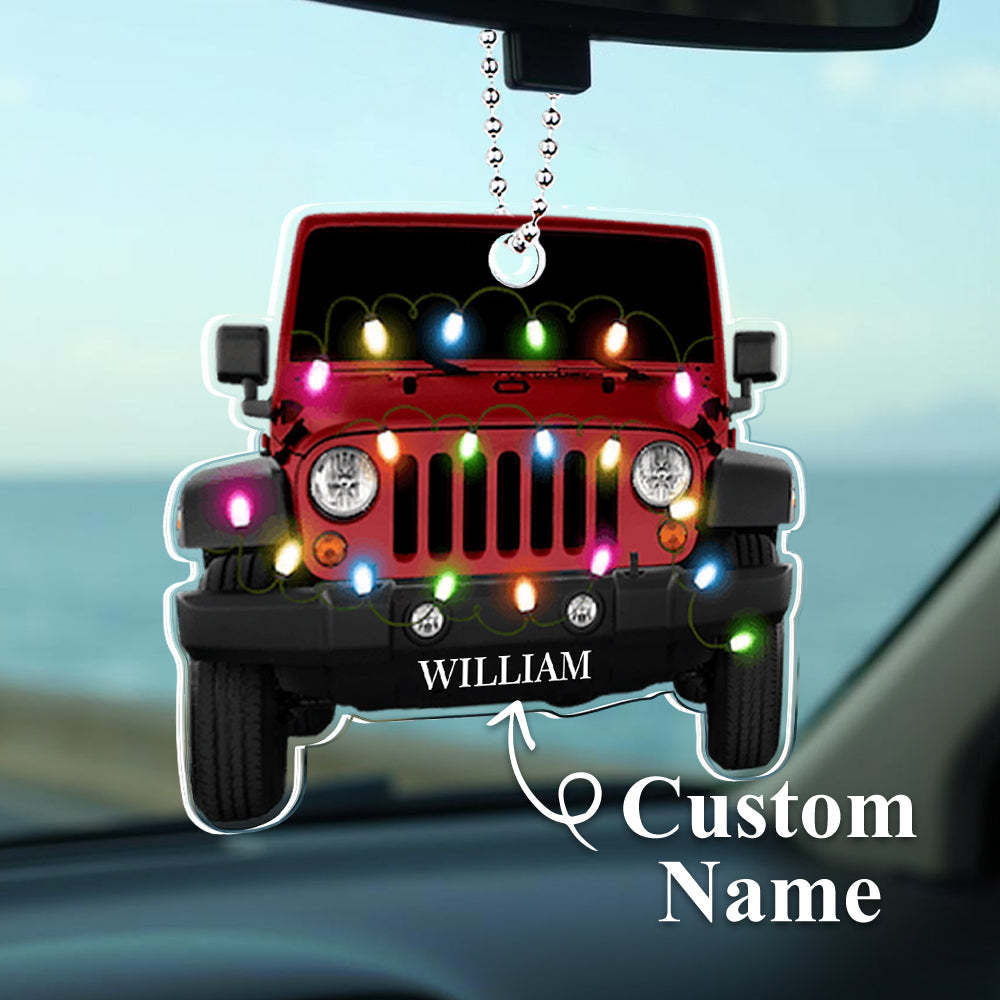 Personalised Car Ornament with Name Acrylic Christmas Ornament for Christmas Gift - soufeeluk
