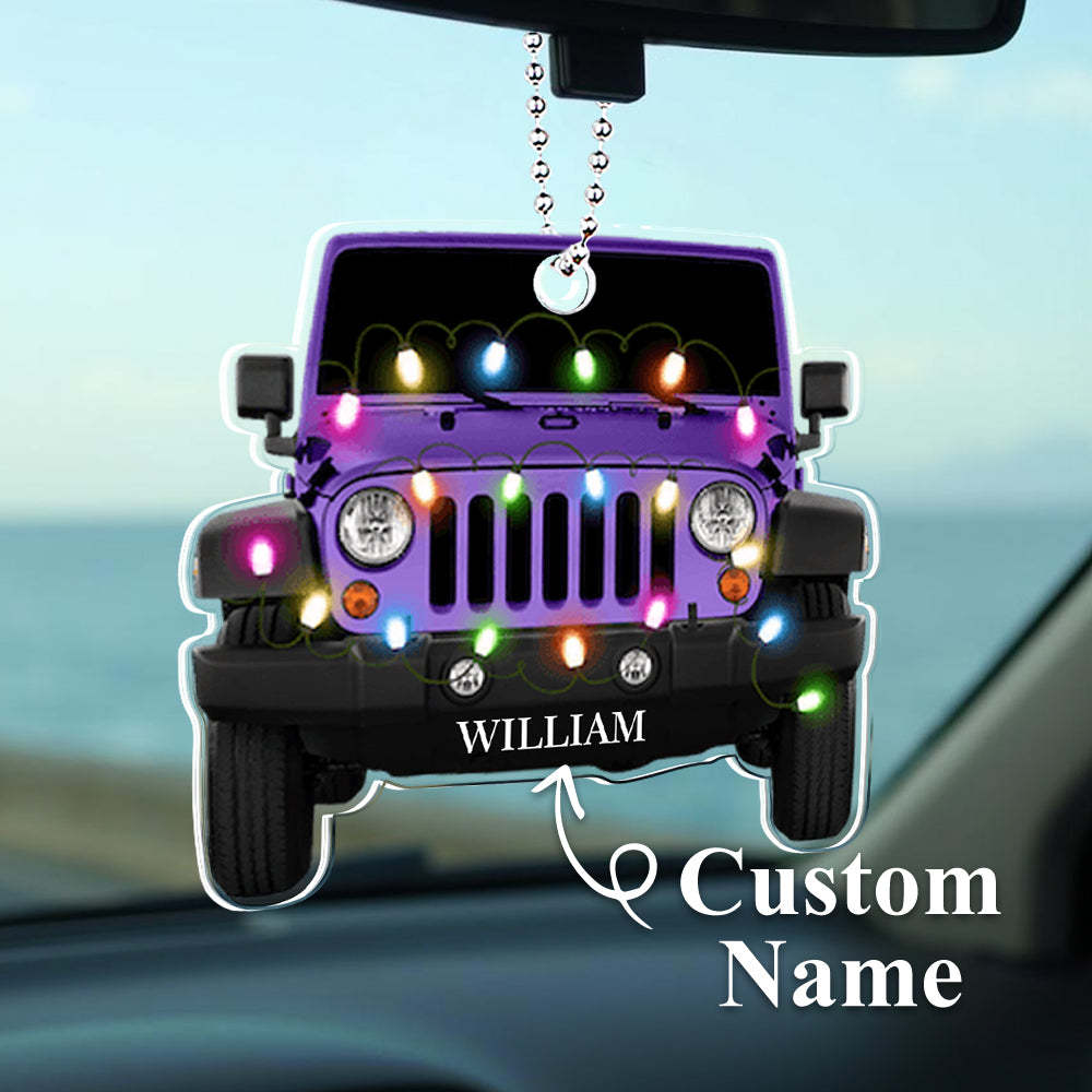 Personalised Car Ornament with Name Acrylic Christmas Ornament for Christmas Gift - soufeeluk