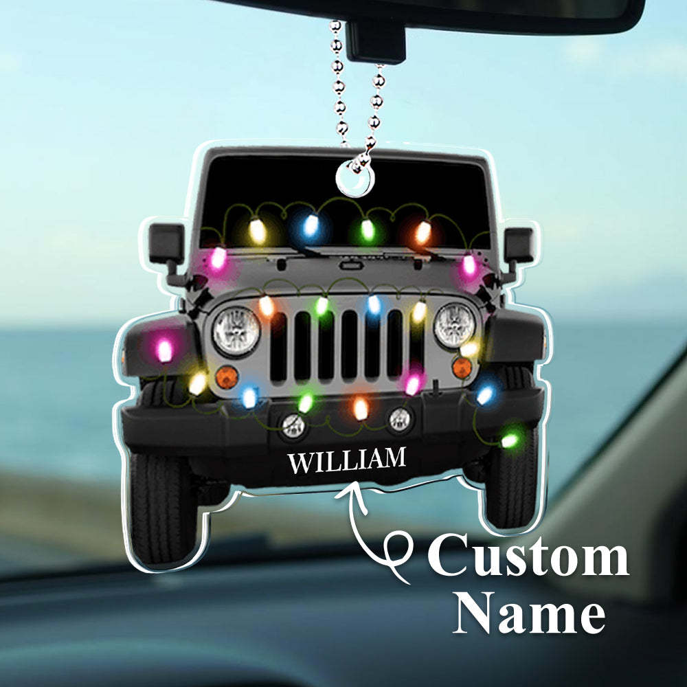 Personalised Car Ornament with Name Acrylic Christmas Ornament for Christmas Gift - soufeeluk