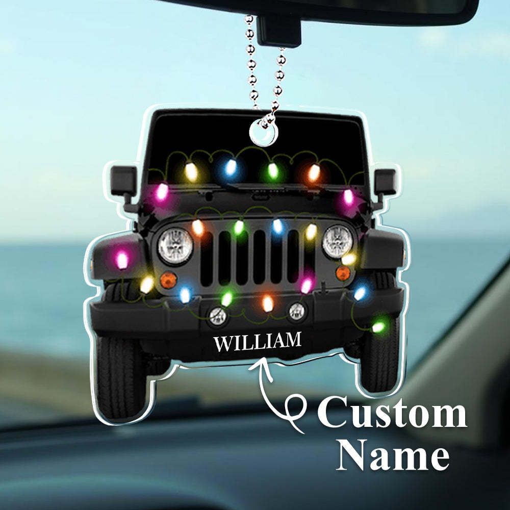 Personalised Car Ornament with Name Acrylic Christmas Ornament for Christmas Gift - soufeeluk