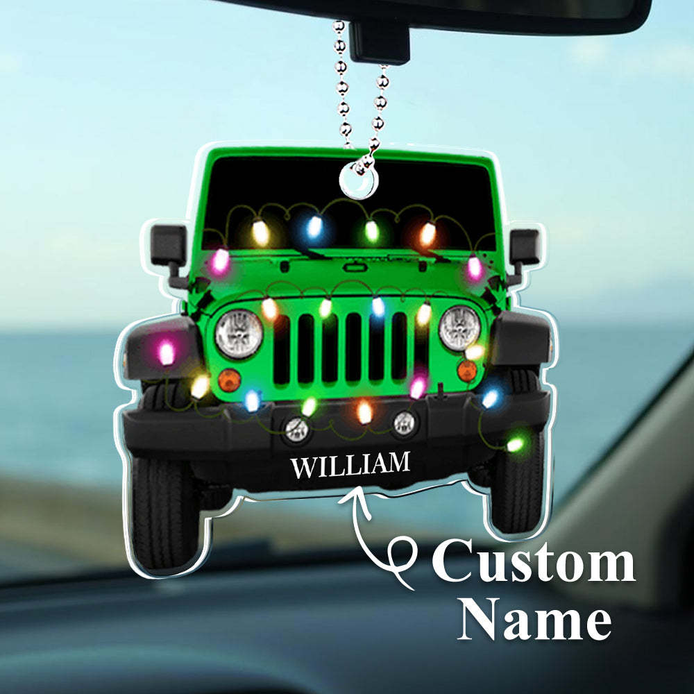 Personalised Car Ornament with Name Acrylic Christmas Ornament for Christmas Gift - soufeeluk