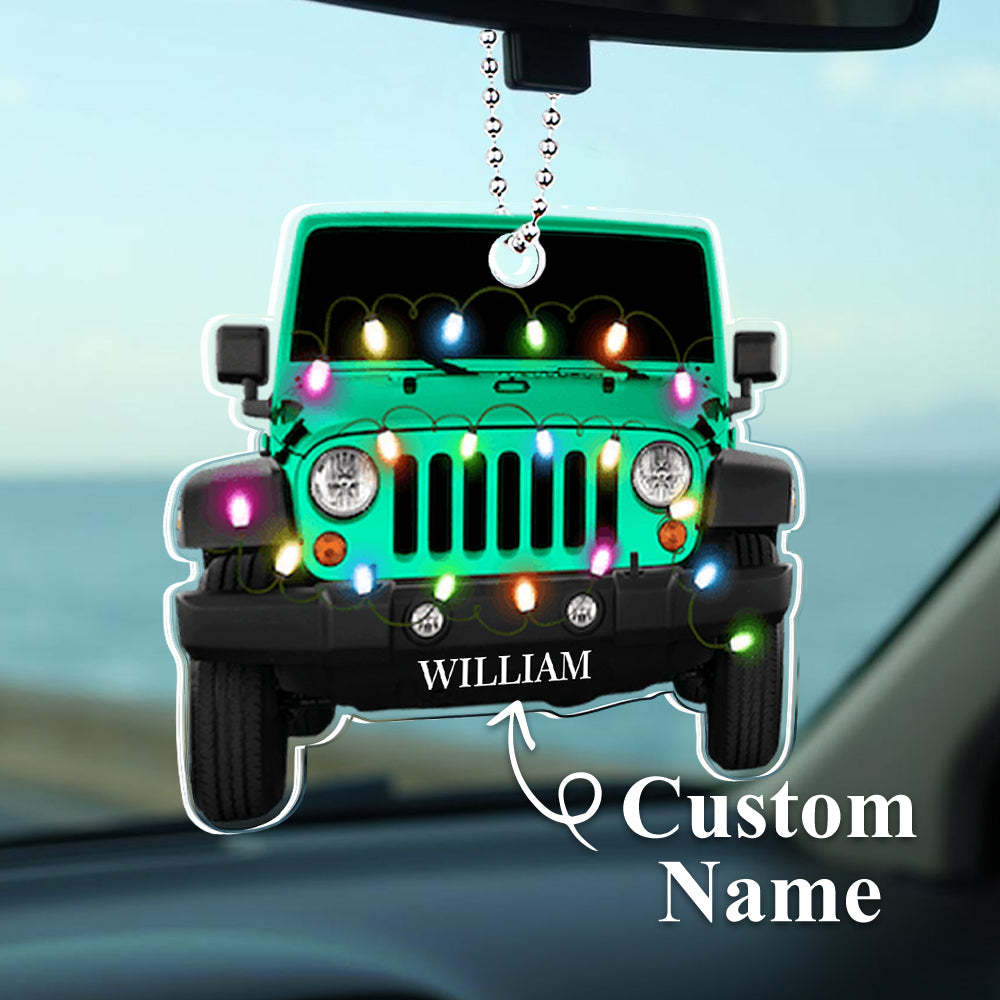 Personalised Car Ornament with Name Acrylic Christmas Ornament for Christmas Gift - soufeeluk