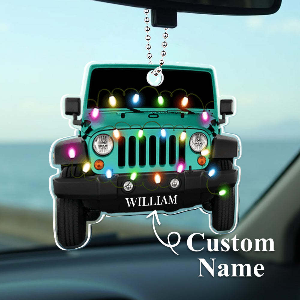 Personalised Car Ornament with Name Acrylic Christmas Ornament for Christmas Gift - soufeeluk