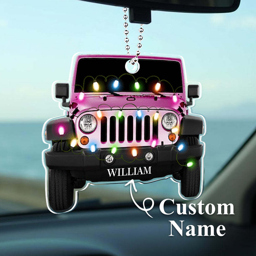 Personalised Car Ornament with Name Acrylic Christmas Ornament for Christmas Gift - soufeeluk