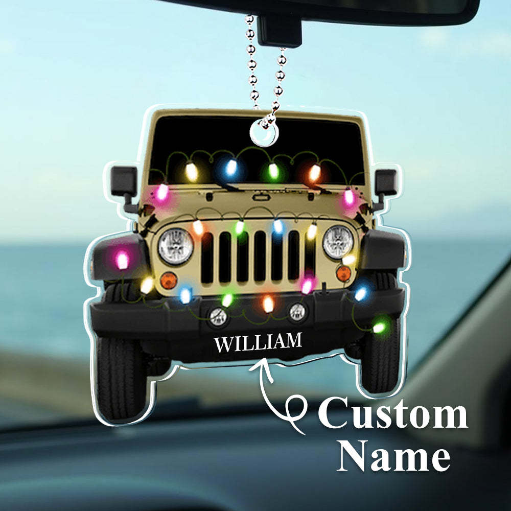 Personalised Car Ornament with Name Acrylic Christmas Ornament for Christmas Gift - soufeeluk