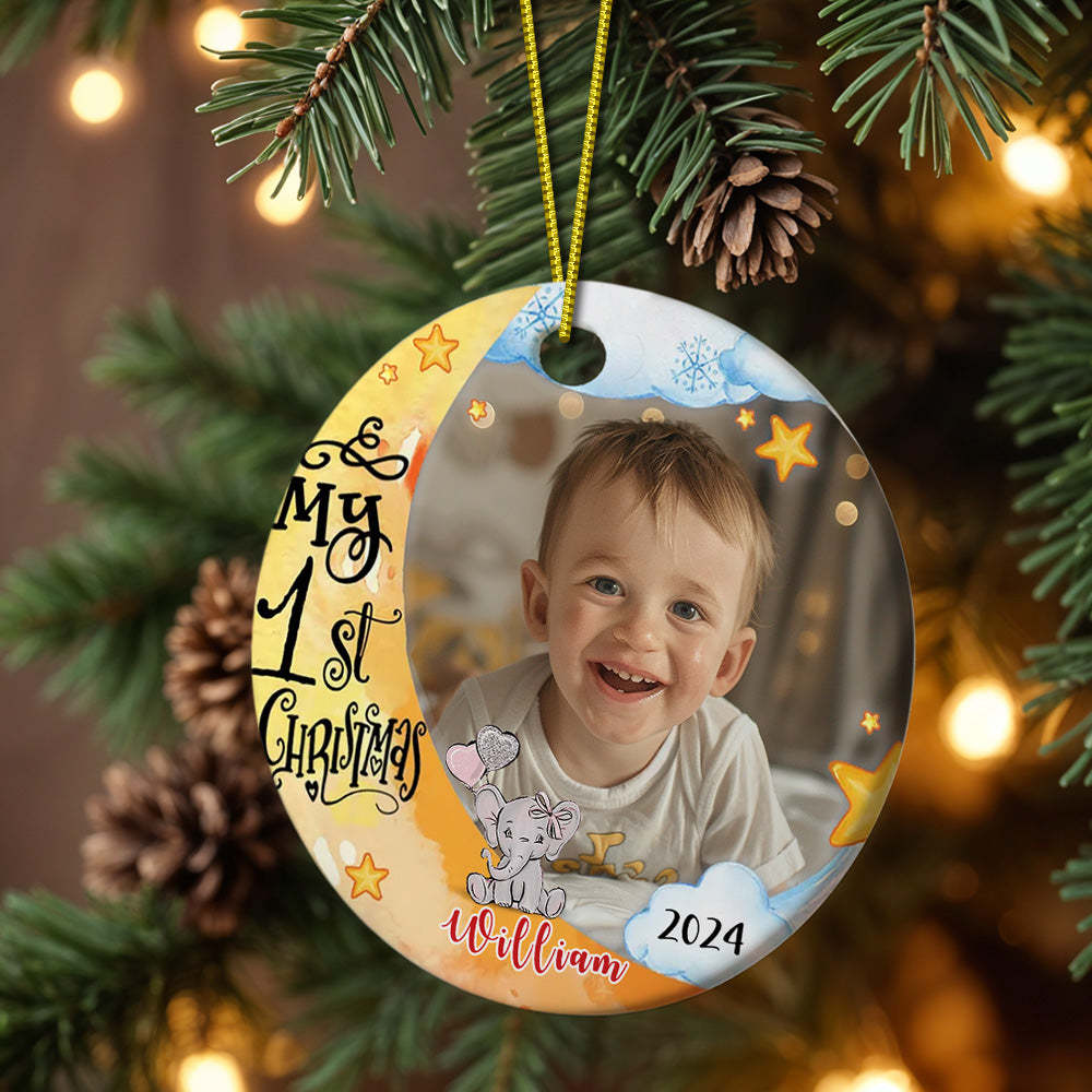 Personalised Baby's First Christmas Ornament Cute Elephant Christmas Ornament Gift for Kid - soufeeluk