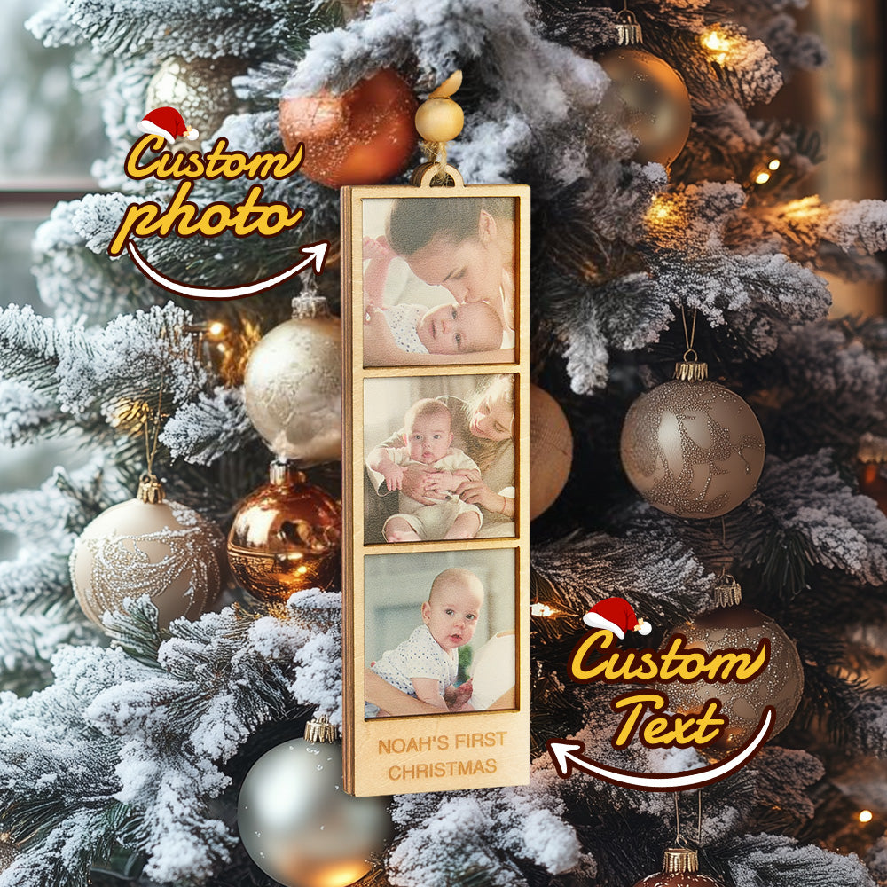 Personalized Photo Christmas Ornament Wooden Frame Ornament for Christmas Gifts - soufeeluk