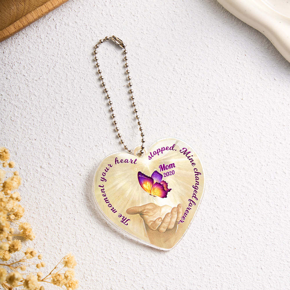 Personalized Butterfly Car Ornament with Name Heart Memorial Ornament Gift - soufeeluk