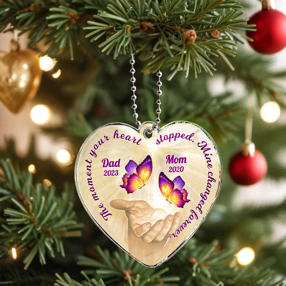 Personalized Butterfly Car Ornament with Name Heart Memorial Ornament Gift - soufeeluk