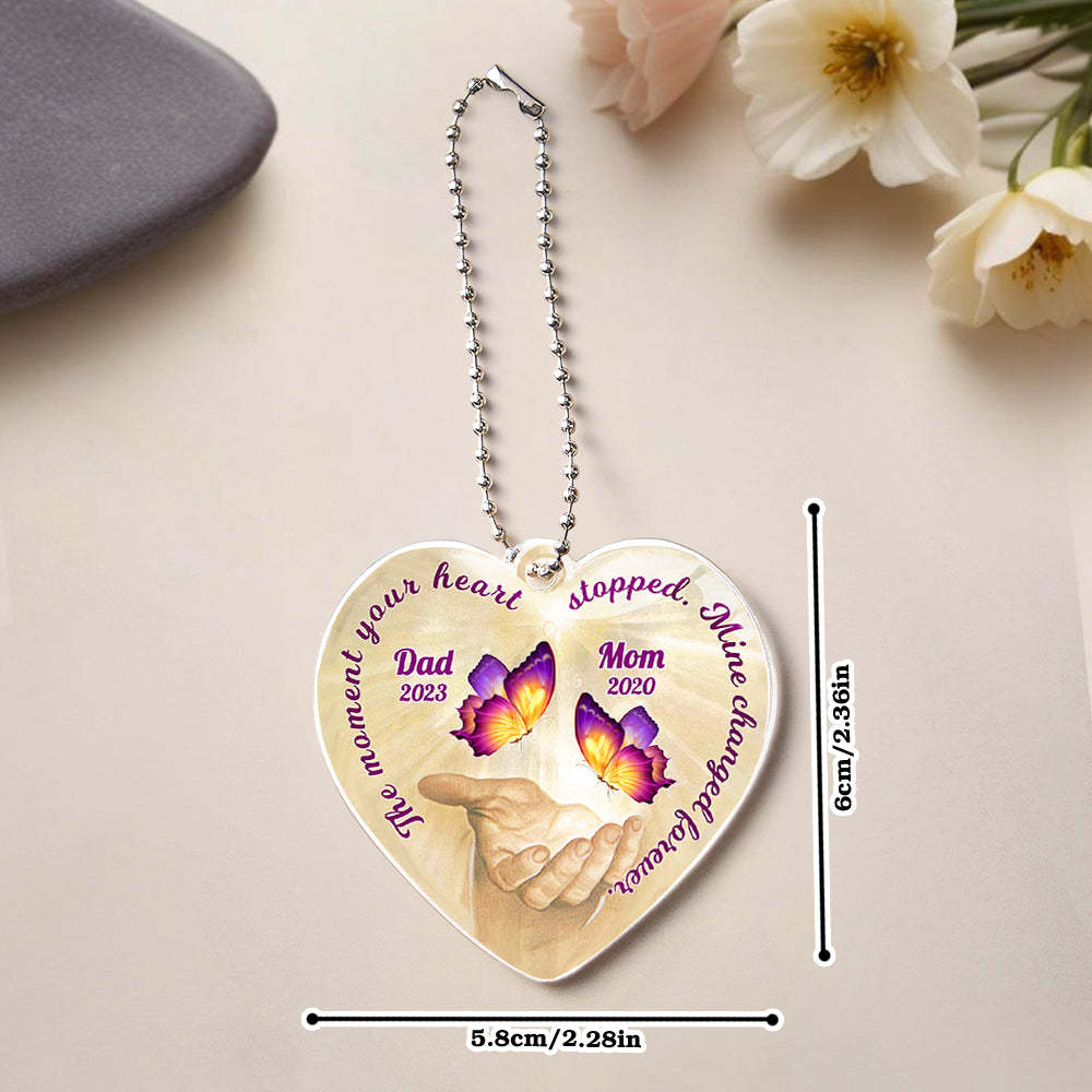 Personalized Butterfly Car Ornament with Name Heart Memorial Ornament Gift - soufeeluk