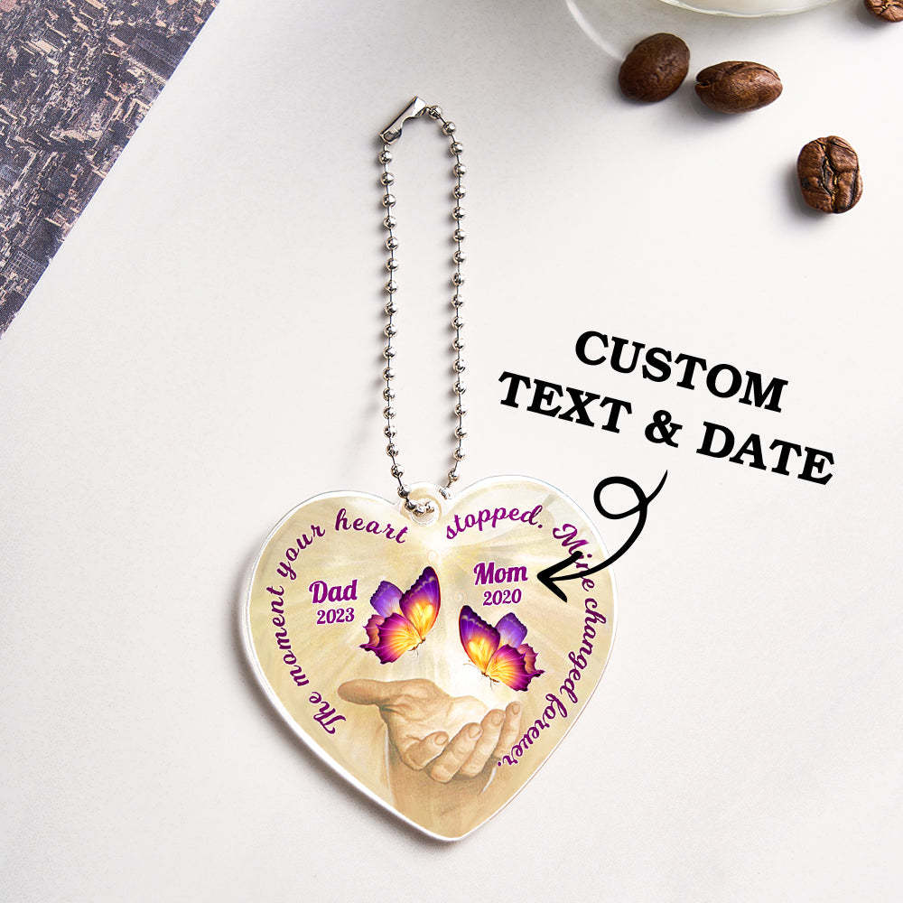 Personalized Butterfly Car Ornament with Name Heart Memorial Ornament Gift - soufeeluk