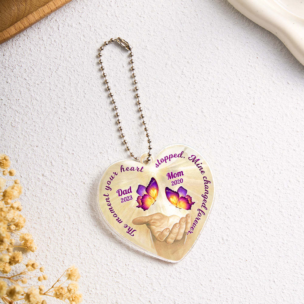 Personalized Butterfly Car Ornament with Name Heart Memorial Ornament Gift - soufeeluk