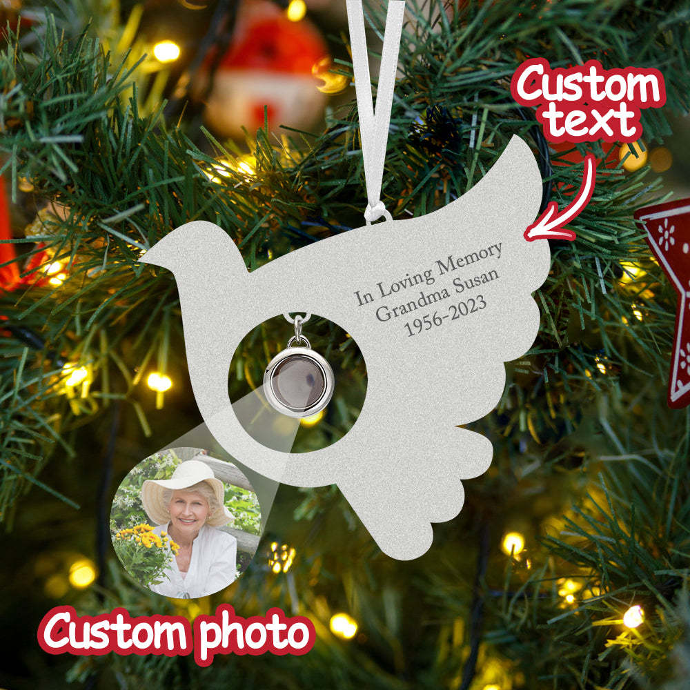 Personalised Projection Ornament Custom Photo Bird Ornament for Memorial Gifts - soufeeluk