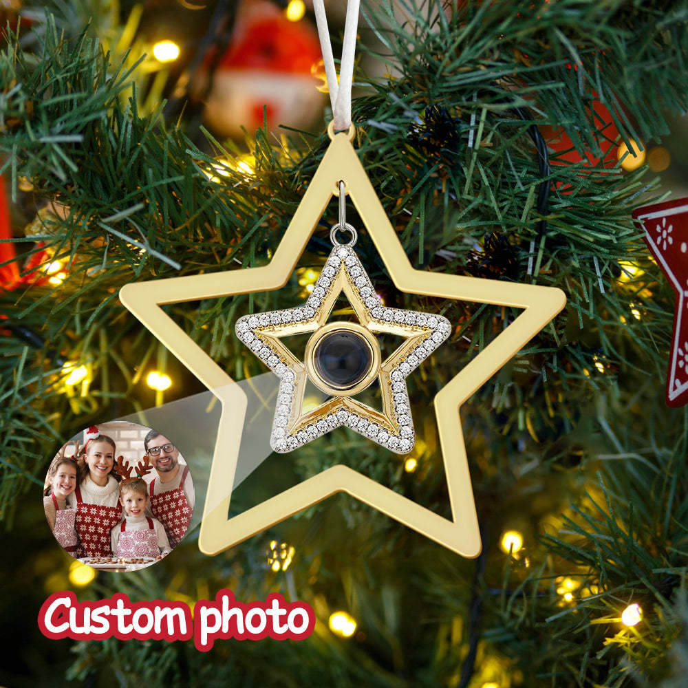 Personalised Projection Ornament Custom Photo Star Ornament for Christmas Gifts - soufeeluk