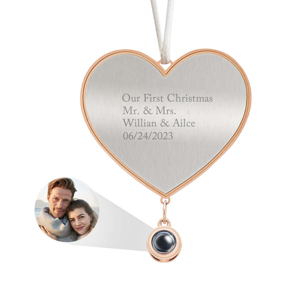 Custom Projection Ornament Personalised Heart Christmas Ornament Gifts for Her - soufeeluk