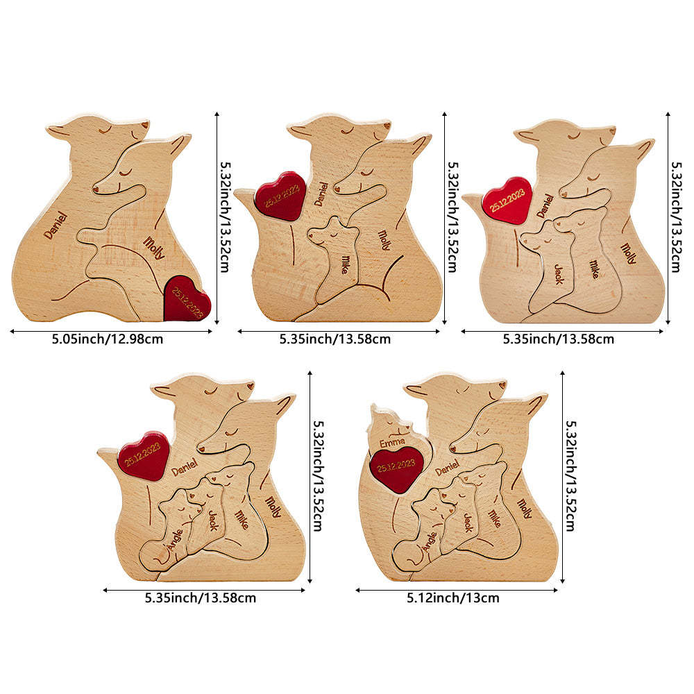 Personalised Wooden Fox Custom Family Member Names Puzzle Home Decor Gifts - soufeeluk