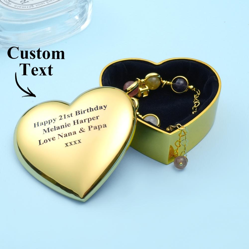 Personalised Engraved Heart Ring Box Exquisite Metal Jewellery Box Gifts For Her - soufeeluk