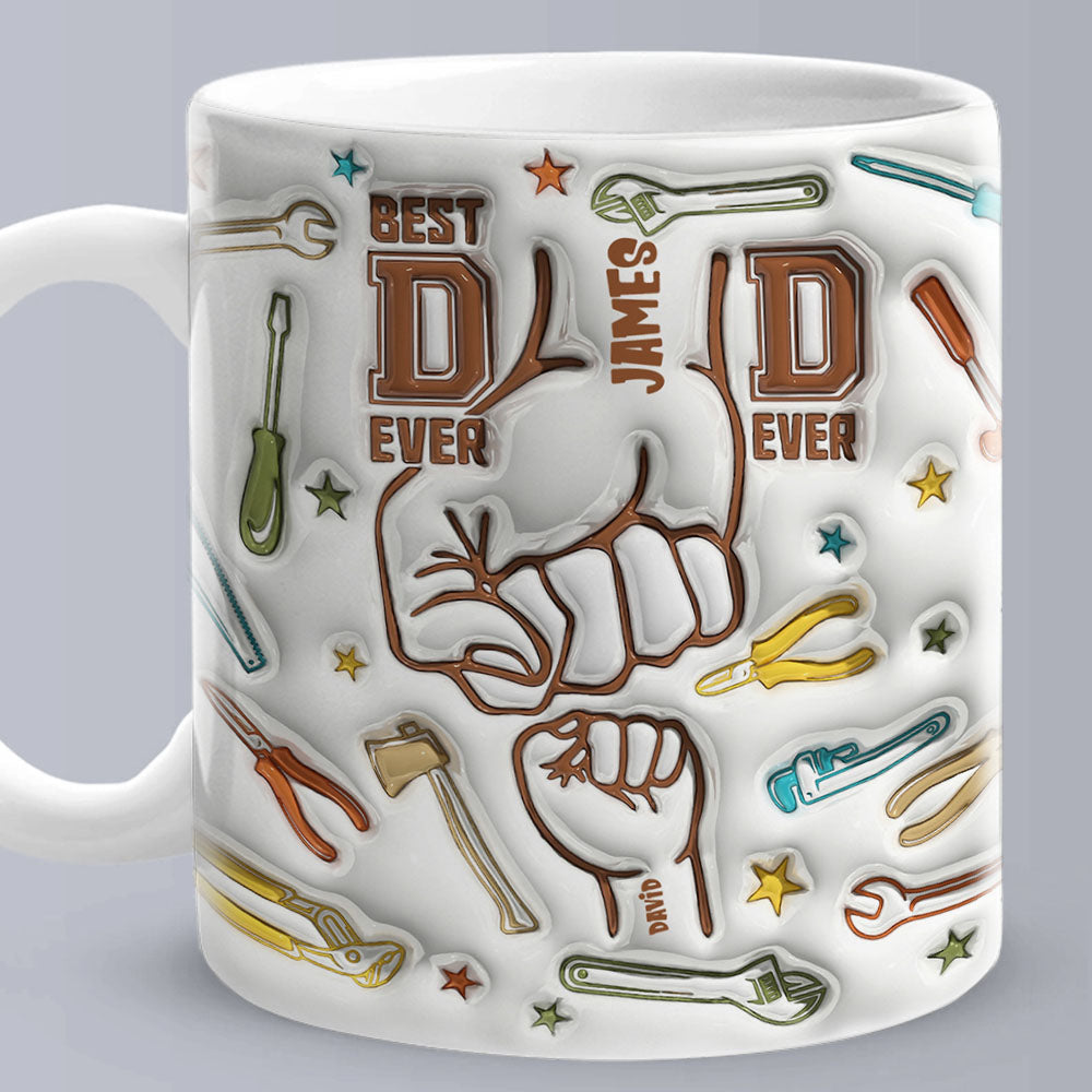 Gifts for Dad Personalised Names Custom 1-6 Kids 3D Inflated Effect Printed Mug Happy Father's Day - soufeeluk