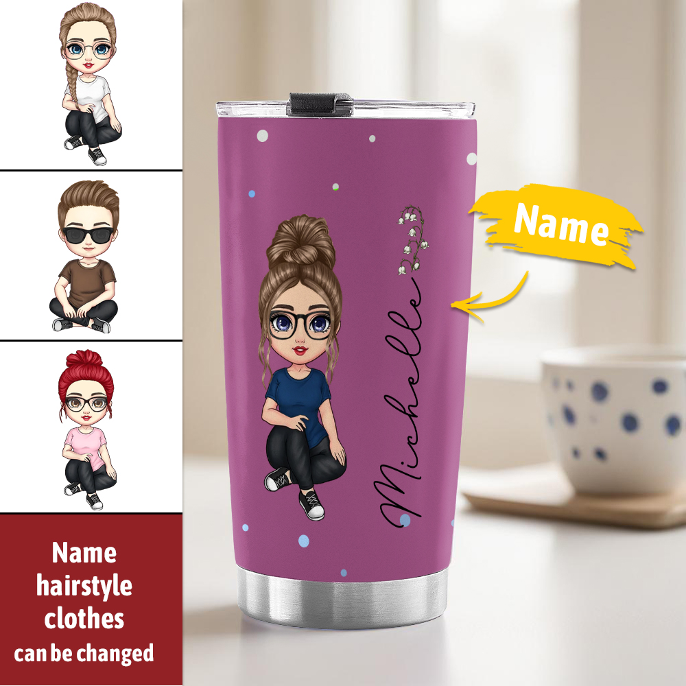 Personalised Cute Cartoon Birth Flower Water Cup Personalised Tumbler Cup Custom Name Cup Gift for Her