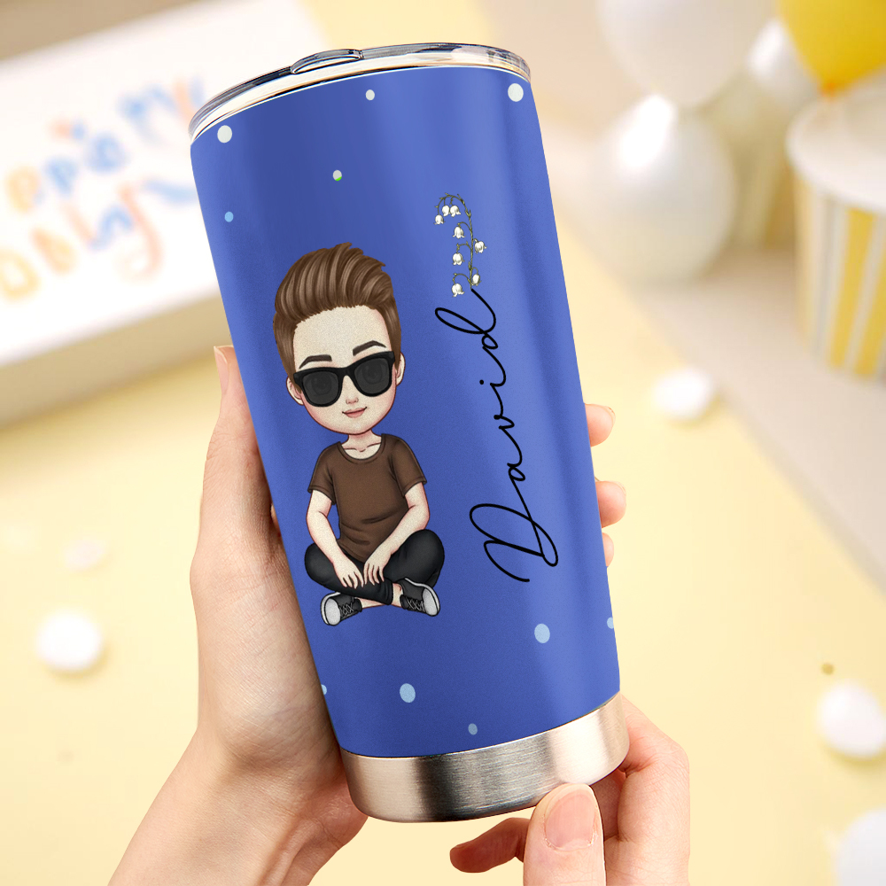 Personalised Cute Cartoon Birth Flower Water Cup Custom Name Cup Birthday Back to School Gift for Kids - soufeeluk