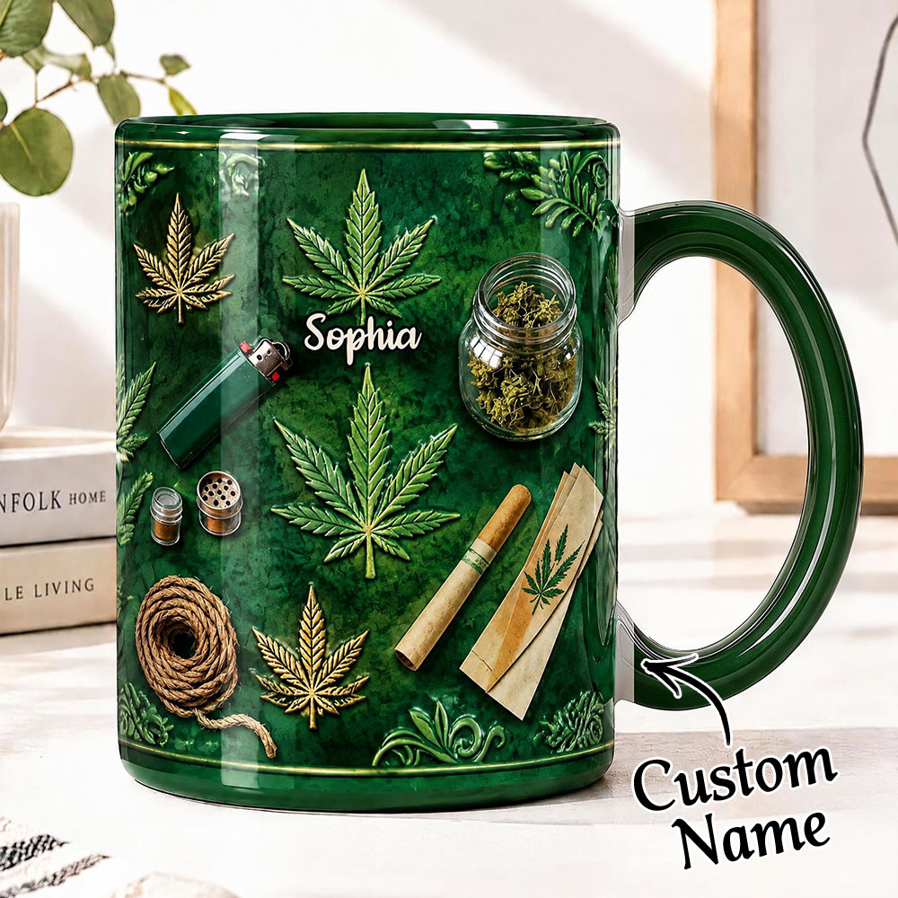 Green Magic Leaf - Personalized Weed Accent Mug Green Magic Leaf - Weed Accent Mug Marijuana Custom Mugs Funny Cannabis Coffee Mugs Gifts for Weeds Smokers - soufeeluk