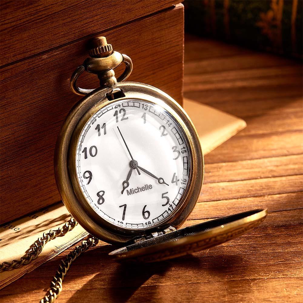 Engravable Pocket Watch Vintage Hollow Heart Pendant Chain Watch Gift For Men - soufeeluk