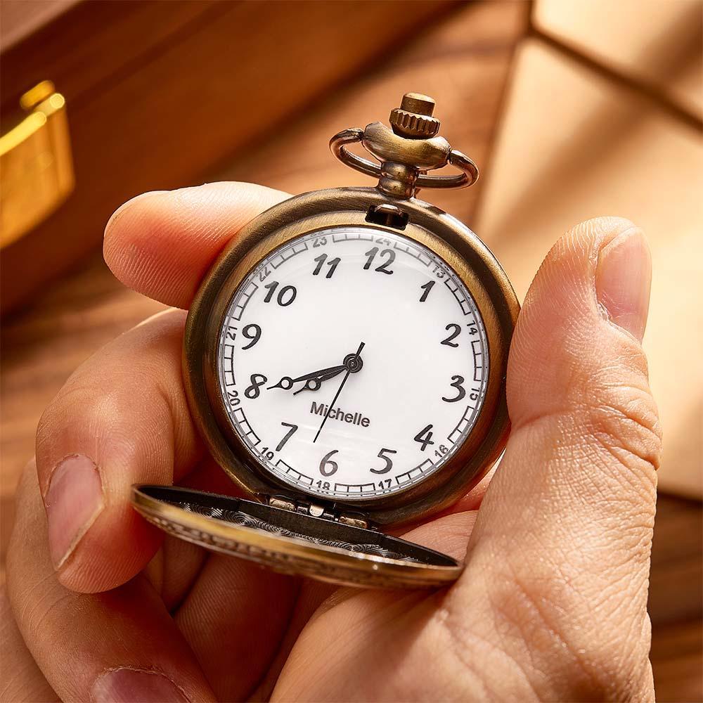 Engravable Pocket Watch Vintage Hollow Heart Pendant Chain Watch Gift For Men - soufeeluk