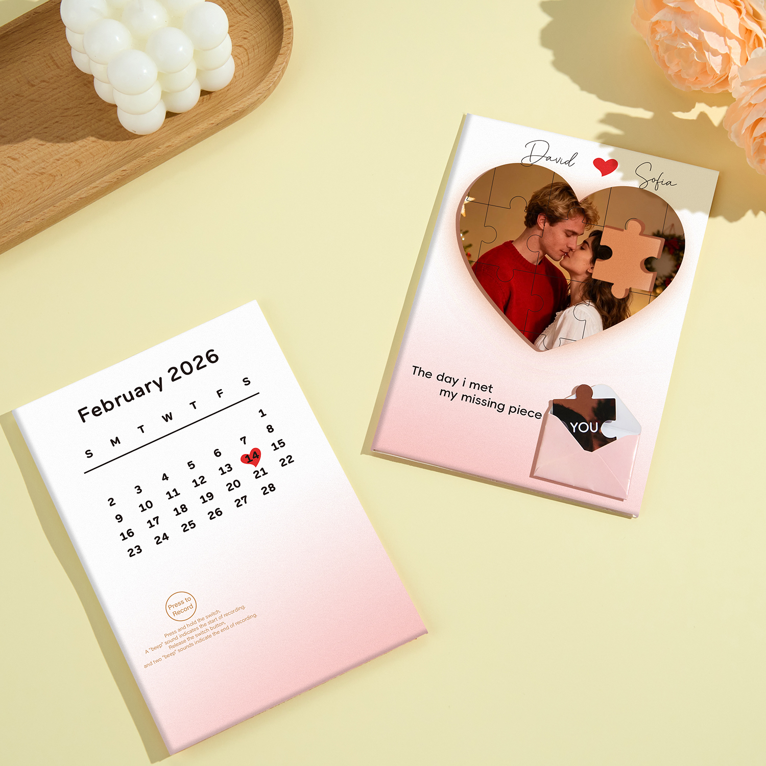 Custom Photo and Name Puzzle Recording Greeting Cards Personalized Calendars Recording Greeting Cards Valentine's Day Gift - soufeeluk