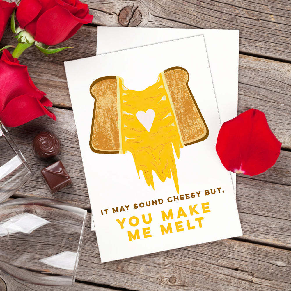 Funny Melting Grilled Cheese Greeting Card Gift for Her or Him - soufeeluk