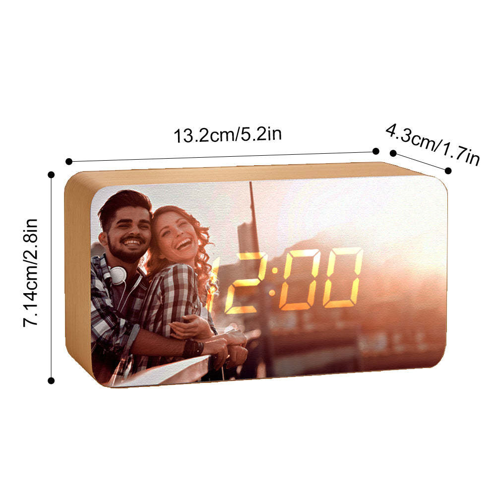 Custom Photo Wooden Alarm Clock Personalised Valentine's Day Gifts - soufeeluk
