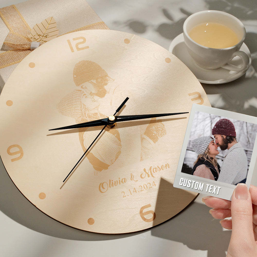 Custom Photo Wooden Clock Love Valentine's Day Gifts - soufeeluk