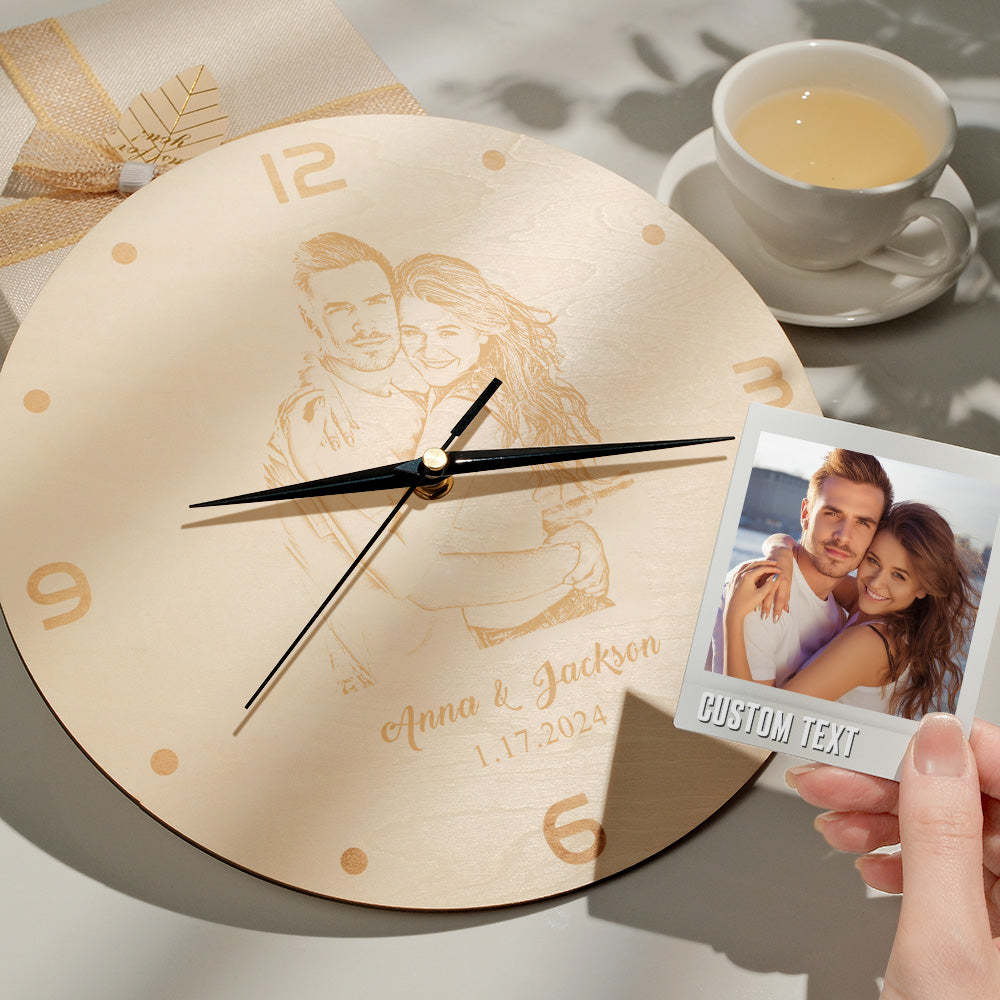 Custom Photo Wooden Clock Love Valentine's Day Gifts - soufeeluk