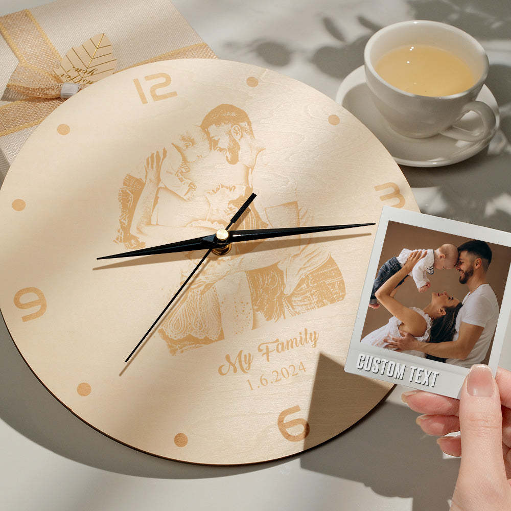 Custom Photo Wooden Clock Love Valentine's Day Gifts - soufeeluk