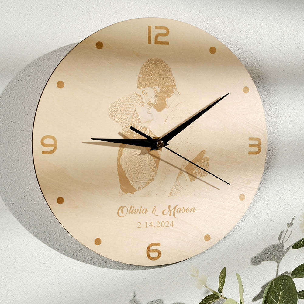 Custom Photo Wooden Clock Love Valentine's Day Gifts - soufeeluk