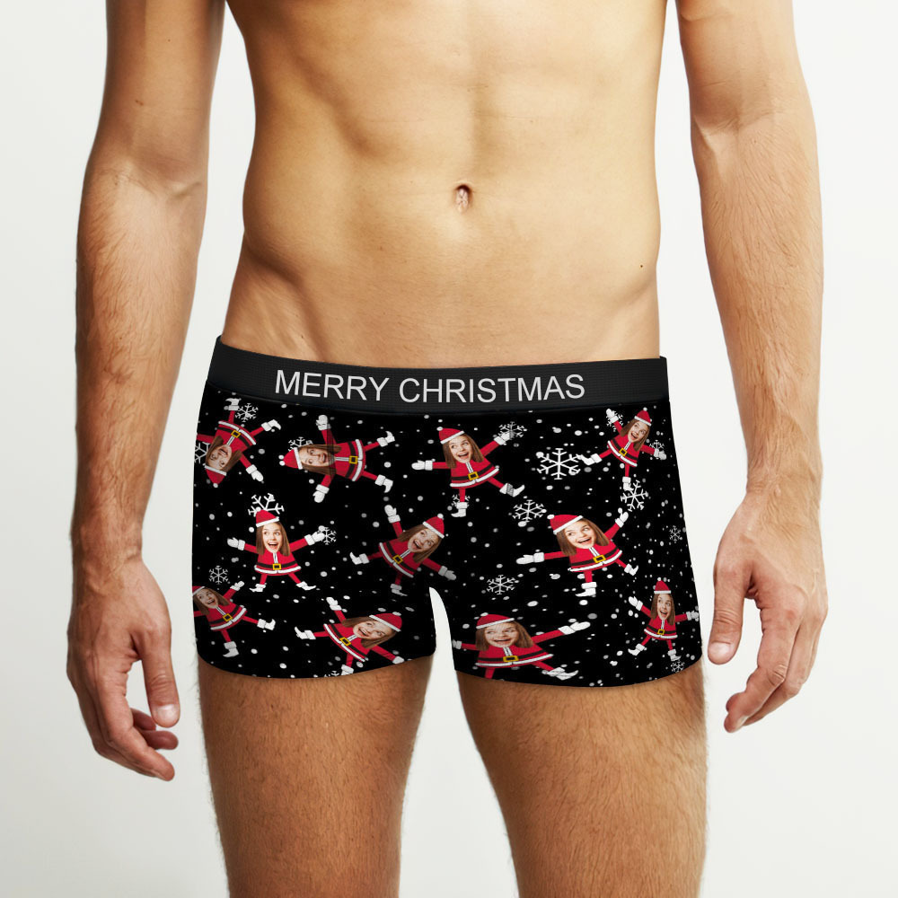 Custom Face Boxers Santa Claus Face Underwear Couple Gifts Christmas Gift AR View - soufeeluk