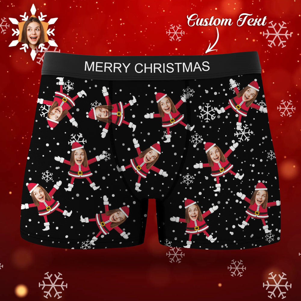 Custom Face Boxers Santa Claus Face Underwear Couple Gifts Christmas Gift AR View - soufeeluk