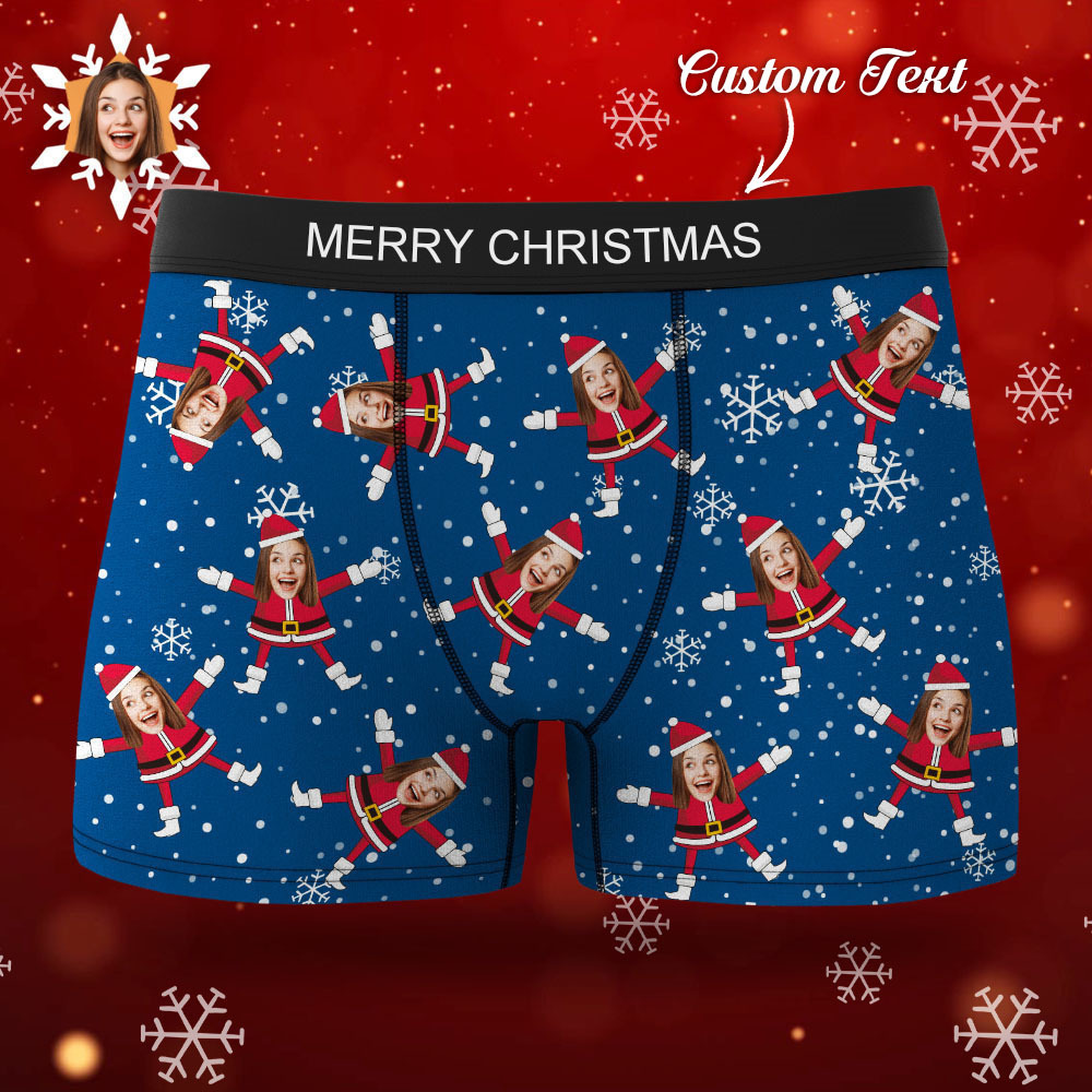 Custom Face Boxers Santa Claus Face Underwear Couple Gifts Christmas Gift AR View - soufeeluk