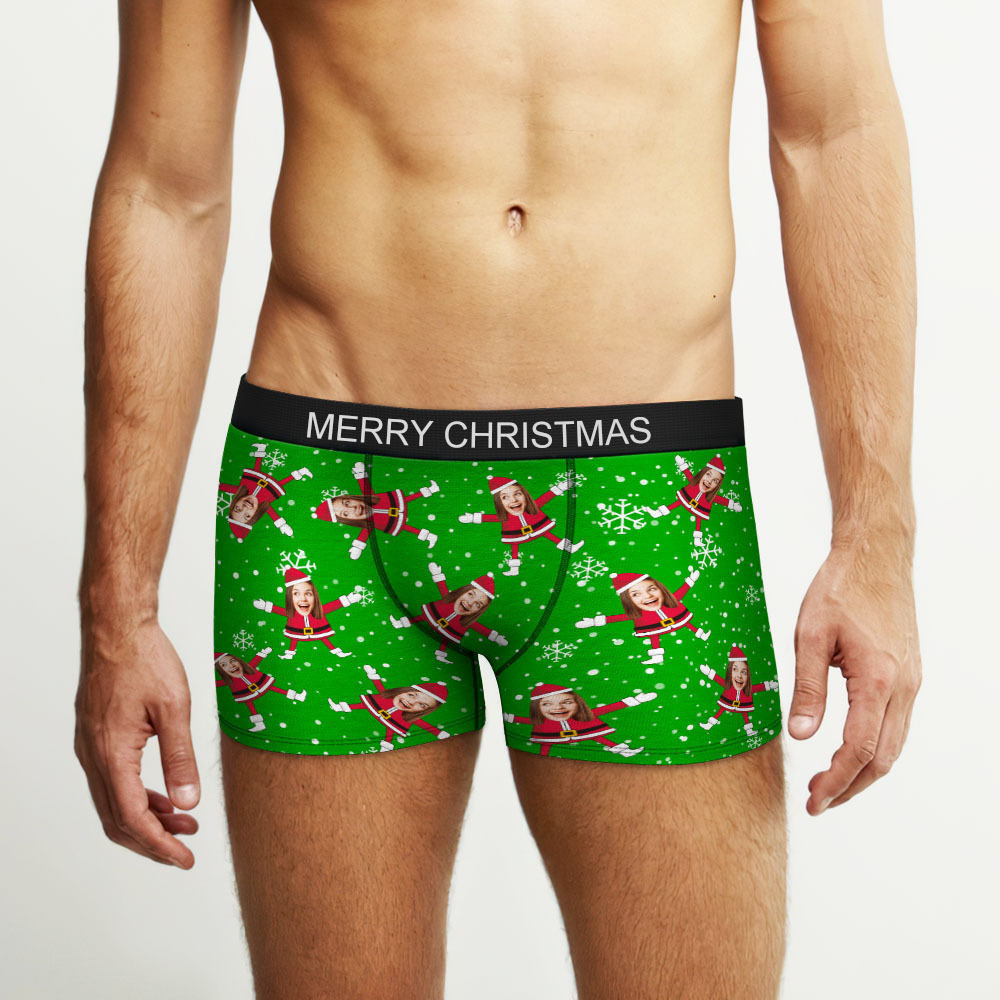 Custom Face Boxers Santa Claus Face Underwear Couple Gifts Christmas Gift AR View - soufeeluk